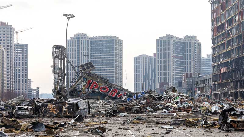 devastated Ukranian streetscape