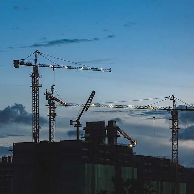 Cranes on construction site