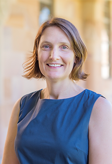 Dr Andrea La Nauze standing in UQ's Great Court.