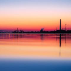 industrial skyline at dusk