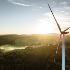 Wind turbine in country setting